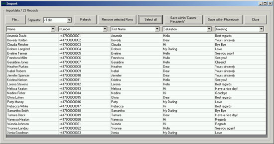 SMS Blaster Screenshot Import Phonebook