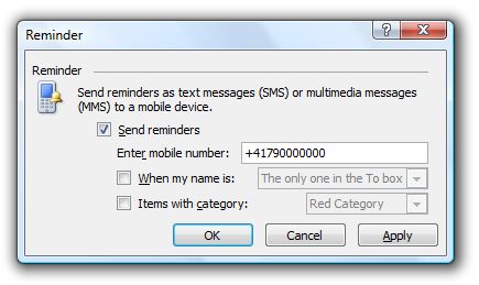 Outlook 2010 Mobile Notificaction - Reminders.